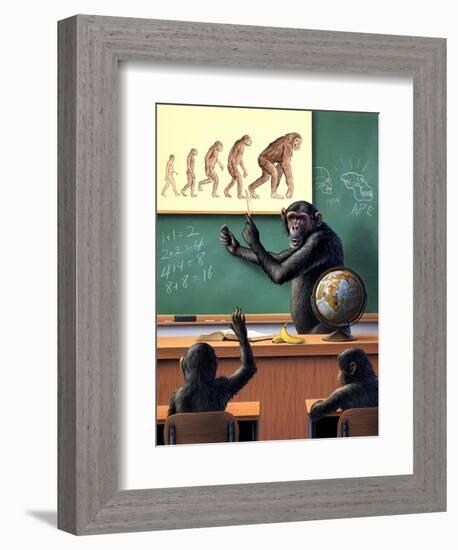 A Humorous View of the Reverse Evolution of Man-null-Framed Premium Giclee Print