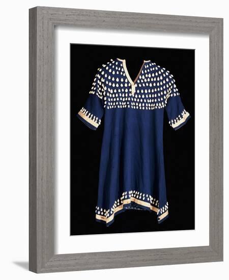 A Hunkpapa Sioux Girl's Dress of Blue Wool Cloth Trimed with Cowrie-null-Framed Giclee Print