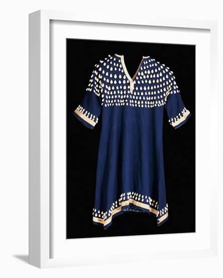 A Hunkpapa Sioux Girl's Dress of Blue Wool Cloth Trimed with Cowrie-null-Framed Giclee Print