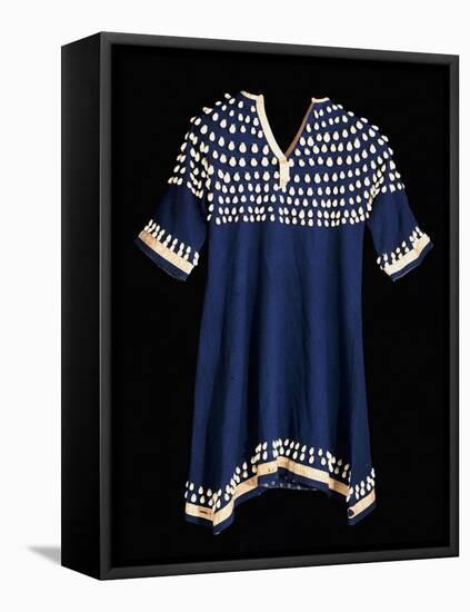 A Hunkpapa Sioux Girl's Dress of Blue Wool Cloth Trimed with Cowrie-null-Framed Premier Image Canvas