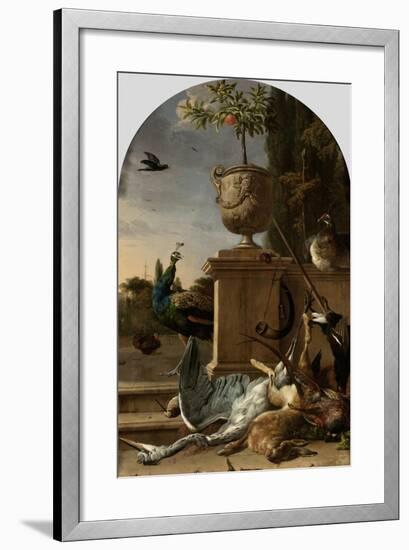 A Hunters Bag on a Terrace-Melchior d'Hondecoeter-Framed Art Print