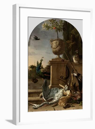 A Hunters Bag on a Terrace-Melchior d'Hondecoeter-Framed Art Print