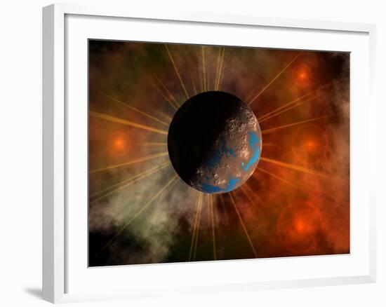 A Hypothetical Alien World with Oceans-Stocktrek Images-Framed Photographic Print