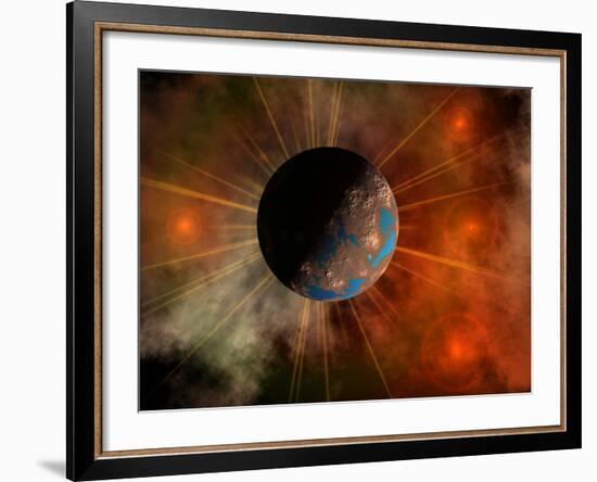 A Hypothetical Alien World with Oceans-Stocktrek Images-Framed Photographic Print