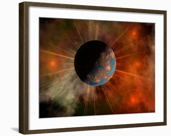 A Hypothetical Alien World with Oceans-Stocktrek Images-Framed Photographic Print
