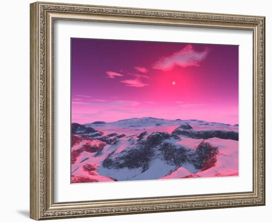 A Hypothetical Planet Orbiting a Red Dwarf Star-Stocktrek Images-Framed Photographic Print