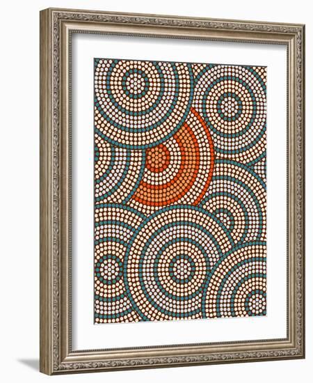 A Illustration Based On Aboriginal Style Of Dot Painting Depicting Circle Background-deboracilli-Framed Art Print