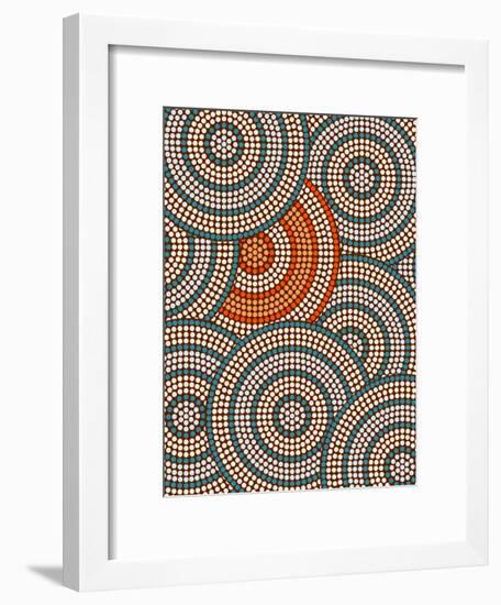 A Illustration Based On Aboriginal Style Of Dot Painting Depicting Circle Background-deboracilli-Framed Art Print