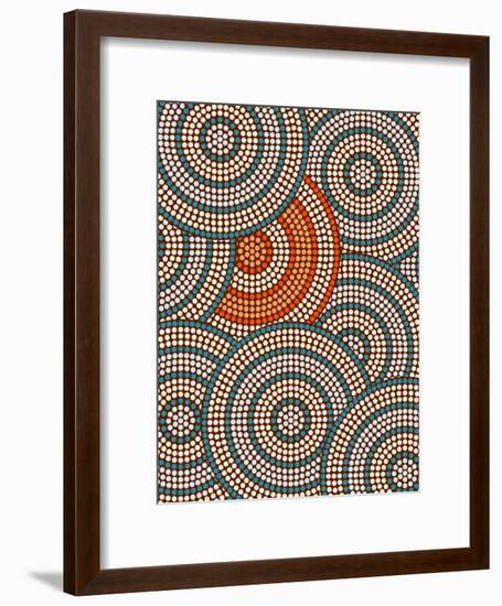 A Illustration Based On Aboriginal Style Of Dot Painting Depicting Circle Background-deboracilli-Framed Art Print