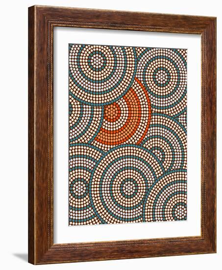 A Illustration Based On Aboriginal Style Of Dot Painting Depicting Circle Background-deboracilli-Framed Art Print