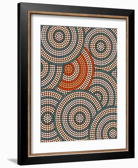 A Illustration Based On Aboriginal Style Of Dot Painting Depicting Circle Background-deboracilli-Framed Art Print