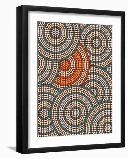 A Illustration Based On Aboriginal Style Of Dot Painting Depicting Circle Background-deboracilli-Framed Art Print