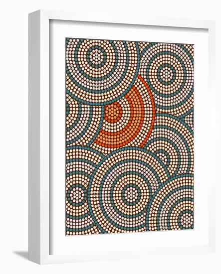 A Illustration Based On Aboriginal Style Of Dot Painting Depicting Circle Background-deboracilli-Framed Art Print