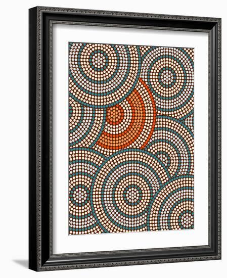 A Illustration Based On Aboriginal Style Of Dot Painting Depicting Circle Background-deboracilli-Framed Art Print