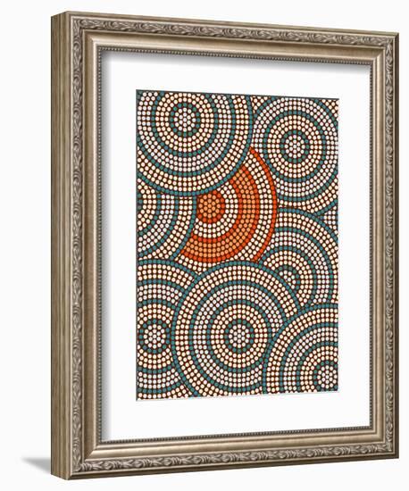 A Illustration Based On Aboriginal Style Of Dot Painting Depicting Circle Background-deboracilli-Framed Art Print