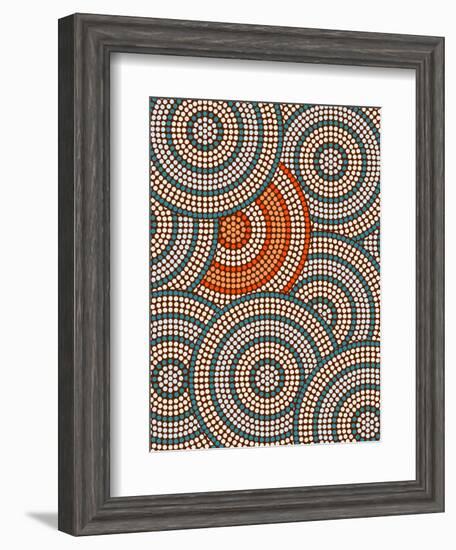 A Illustration Based On Aboriginal Style Of Dot Painting Depicting Circle Background-deboracilli-Framed Art Print