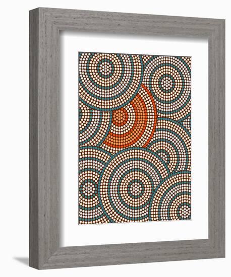 A Illustration Based On Aboriginal Style Of Dot Painting Depicting Circle Background-deboracilli-Framed Art Print