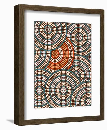 A Illustration Based On Aboriginal Style Of Dot Painting Depicting Circle Background-deboracilli-Framed Art Print