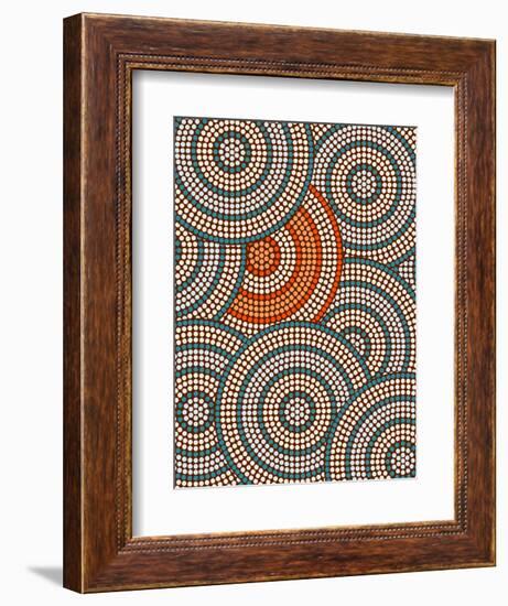 A Illustration Based On Aboriginal Style Of Dot Painting Depicting Circle Background-deboracilli-Framed Art Print