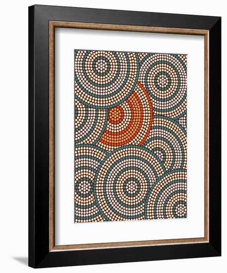 A Illustration Based On Aboriginal Style Of Dot Painting Depicting Circle Background-deboracilli-Framed Art Print