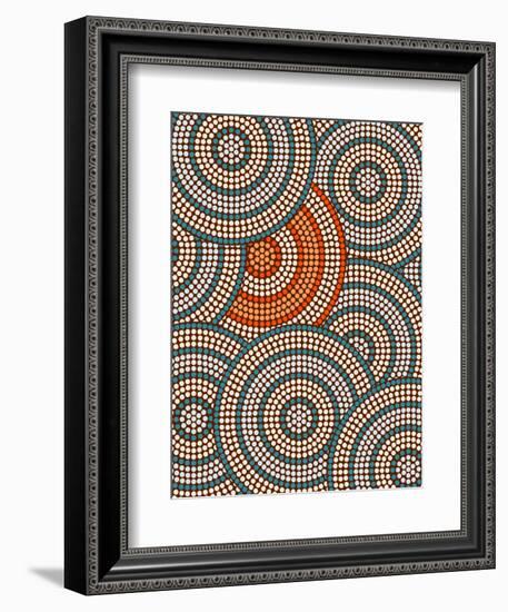 A Illustration Based On Aboriginal Style Of Dot Painting Depicting Circle Background-deboracilli-Framed Art Print