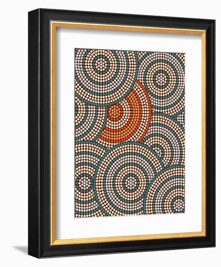 A Illustration Based On Aboriginal Style Of Dot Painting Depicting Circle Background-deboracilli-Framed Art Print