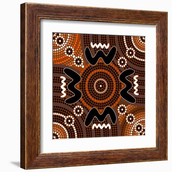 A Illustration Based On Aboriginal Style Of Dot Painting Depicting Difference-deboracilli-Framed Art Print