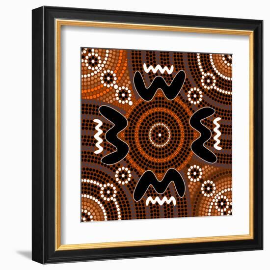 A Illustration Based On Aboriginal Style Of Dot Painting Depicting Difference-deboracilli-Framed Art Print