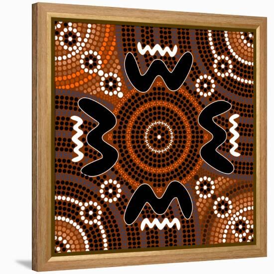 A Illustration Based On Aboriginal Style Of Dot Painting Depicting Difference-deboracilli-Framed Stretched Canvas