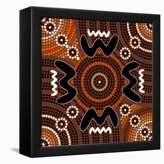 A Illustration Based On Aboriginal Style Of Dot Painting Depicting Difference-deboracilli-Framed Stretched Canvas