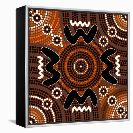 A Illustration Based On Aboriginal Style Of Dot Painting Depicting Difference-deboracilli-Framed Stretched Canvas