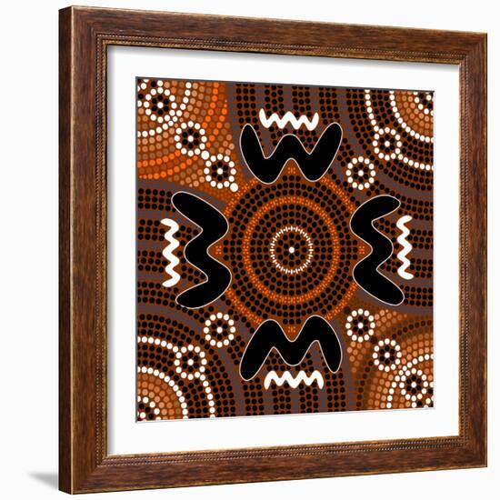 A Illustration Based On Aboriginal Style Of Dot Painting Depicting Difference-deboracilli-Framed Art Print