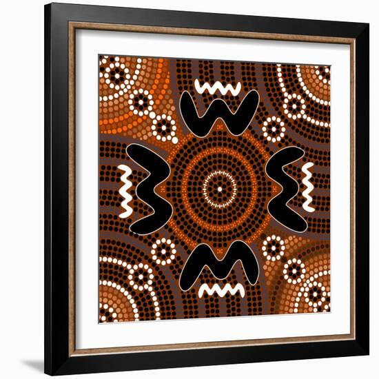 A Illustration Based On Aboriginal Style Of Dot Painting Depicting Difference-deboracilli-Framed Art Print