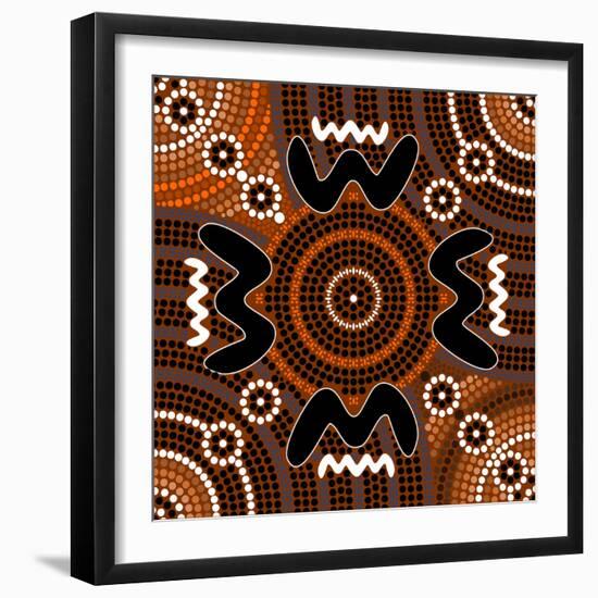 A Illustration Based On Aboriginal Style Of Dot Painting Depicting Difference-deboracilli-Framed Art Print