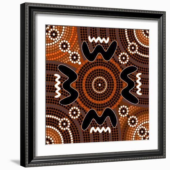 A Illustration Based On Aboriginal Style Of Dot Painting Depicting Difference-deboracilli-Framed Art Print