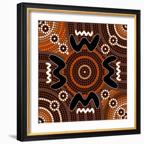 A Illustration Based On Aboriginal Style Of Dot Painting Depicting Difference-deboracilli-Framed Art Print