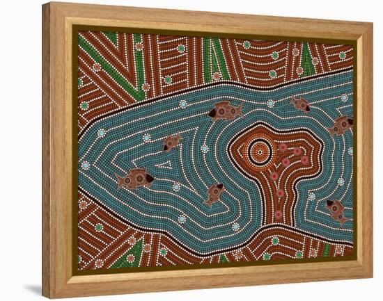 A Illustration Based On Aboriginal Style Of Dot Painting Depicting Magic Place-deboracilli-Framed Stretched Canvas