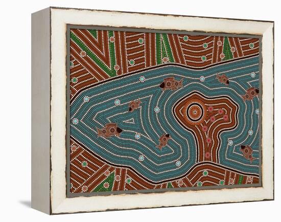 A Illustration Based On Aboriginal Style Of Dot Painting Depicting Magic Place-deboracilli-Framed Stretched Canvas