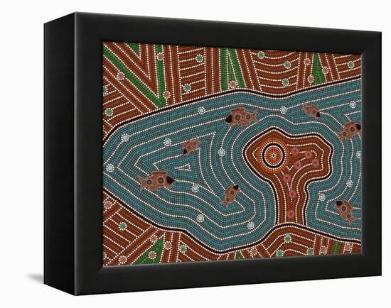 A Illustration Based On Aboriginal Style Of Dot Painting Depicting Magic Place-deboracilli-Framed Stretched Canvas