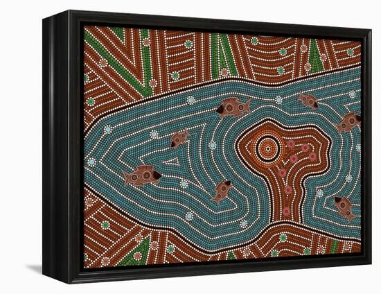 A Illustration Based On Aboriginal Style Of Dot Painting Depicting Magic Place-deboracilli-Framed Stretched Canvas