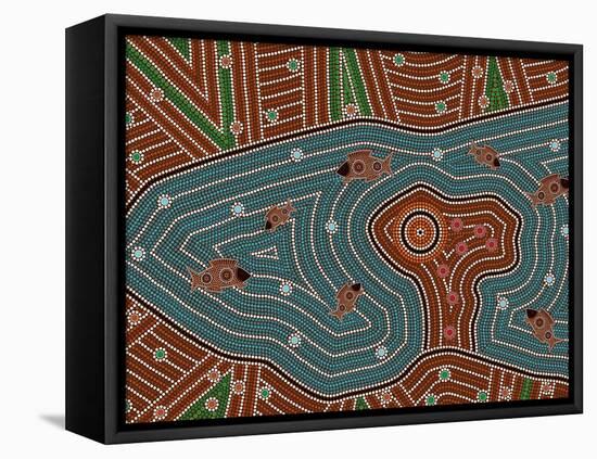 A Illustration Based On Aboriginal Style Of Dot Painting Depicting Magic Place-deboracilli-Framed Stretched Canvas