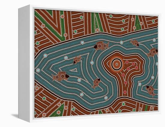 A Illustration Based On Aboriginal Style Of Dot Painting Depicting Magic Place-deboracilli-Framed Stretched Canvas