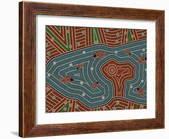 A Illustration Based On Aboriginal Style Of Dot Painting Depicting Magic Place-deboracilli-Framed Art Print