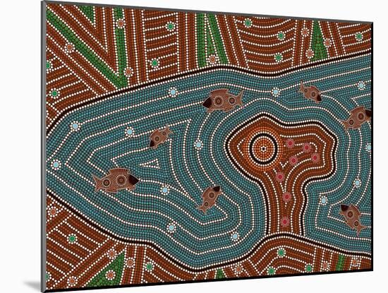 A Illustration Based On Aboriginal Style Of Dot Painting Depicting Magic Place-deboracilli-Mounted Art Print