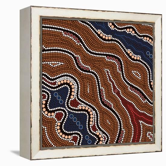 A Illustration Based On Aboriginal Style Of Dot Painting Depicting Time-deboracilli-Framed Stretched Canvas