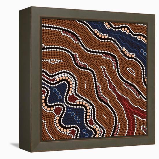 A Illustration Based On Aboriginal Style Of Dot Painting Depicting Time-deboracilli-Framed Stretched Canvas