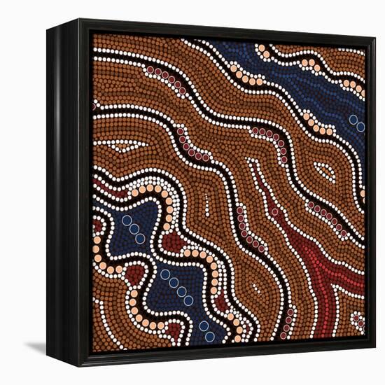 A Illustration Based On Aboriginal Style Of Dot Painting Depicting Time-deboracilli-Framed Stretched Canvas