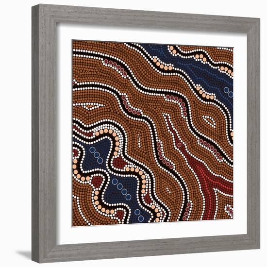 A Illustration Based On Aboriginal Style Of Dot Painting Depicting Time-deboracilli-Framed Art Print