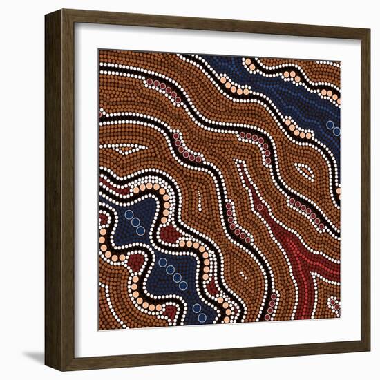 A Illustration Based On Aboriginal Style Of Dot Painting Depicting Time-deboracilli-Framed Art Print