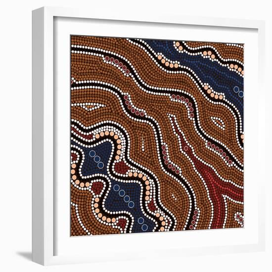 A Illustration Based On Aboriginal Style Of Dot Painting Depicting Time-deboracilli-Framed Art Print